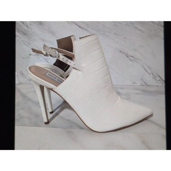 Steve Madden White Crocodile Print Slingback Heels 9.5 - Picture 6 of 8